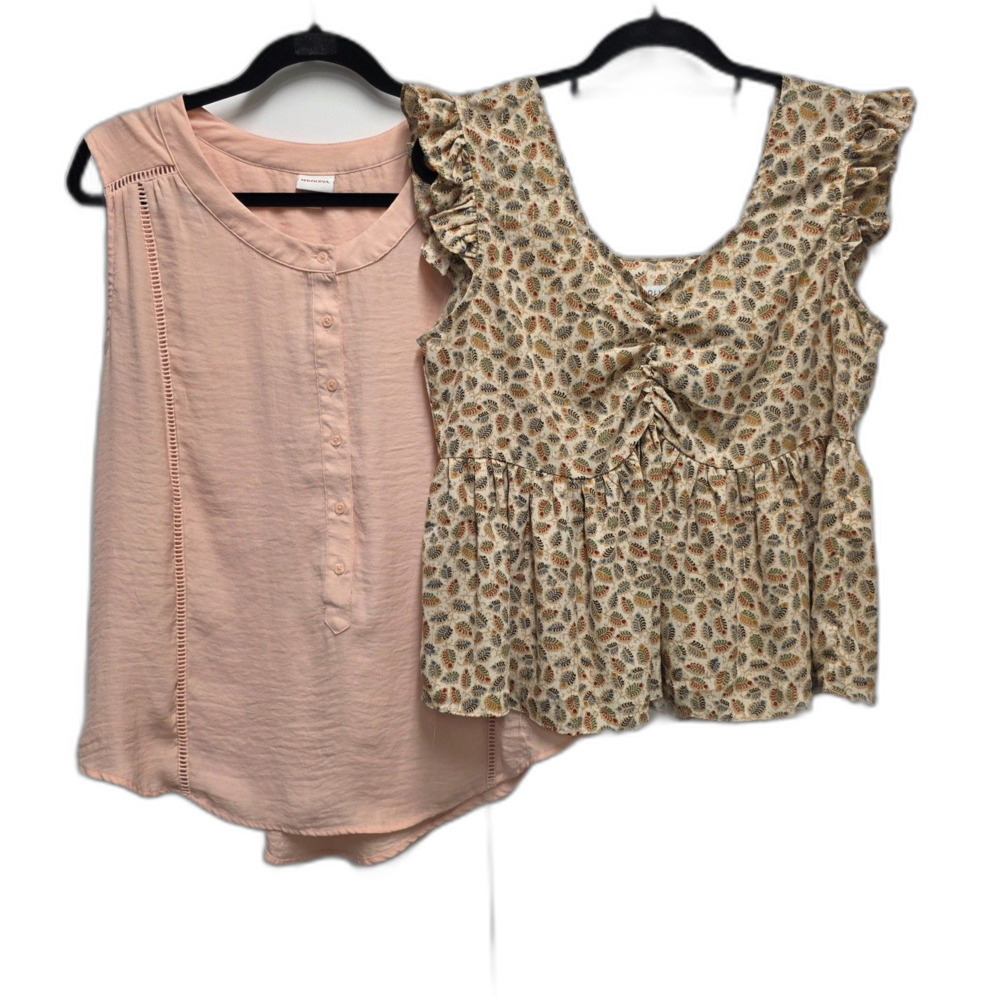A New Day Blush Sleeveless Blouse Molly Bracken Floral Peplum Top Bundle Size L